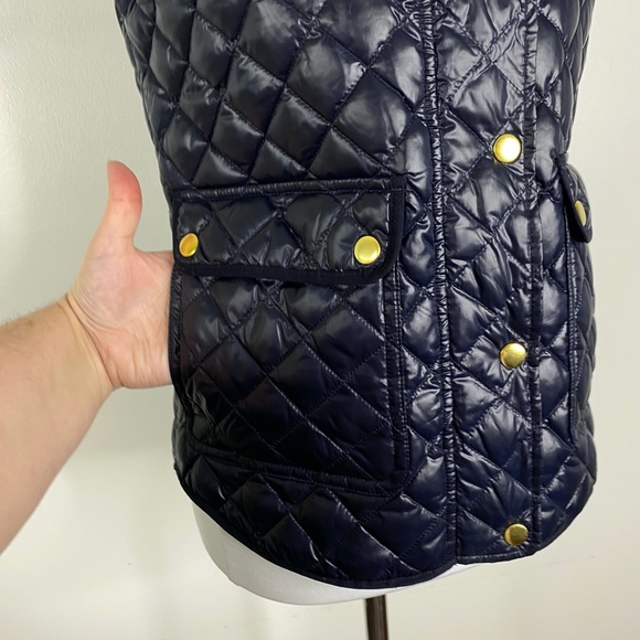 J. Crew Shiny Quilted Puffer Field Vest Blue Sz. XS - Picture 7 of 13